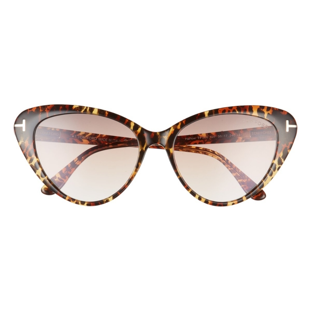 NEW TOM FORD CAT EYE WOMEN HARLOW TF869 52F  SUNGLASSES FT0869/S HAVANA - Picture 2 of 5